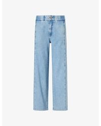 PAIGE - Rumi Petite Wide-Leg Cotton-Blend Denim Jeans - Lyst
