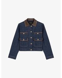 Maje - Contrast-Collar Patch-Pocket Denim Jacket - Lyst