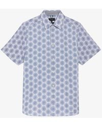 Ted Baker - Pearsho Geometric-print Stretch-cotton Shirt - Lyst