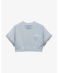 Prada - Brand-appliqué Cropped Cotton-jersey Top - Lyst