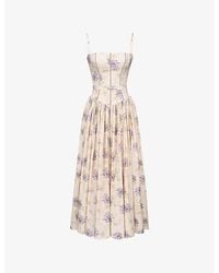 House Of Cb - Ysabella Floral-Print Stretch-Cotton Midi Dress Xs (A-C Cup) - Lyst