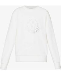 Moncler - Branded Rhinestone-embellished Cotton-blend Sweatshirt - Lyst