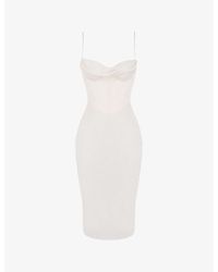 House Of Cb - Myrna Corset Satin Midi Dress - Lyst