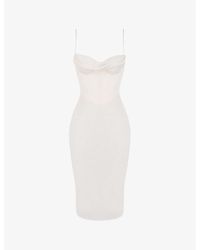 House Of Cb - Myrna Corset Satin Midi Dress - Lyst