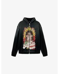 AllSaints - Roque Zip-Up Graphic-Print Cotton Hoody - Lyst