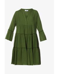 Devotion Womens Olive Ella Tiered Cotton Mini Dress S - Green