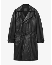 AllSaints - Kellett Lapel-Collar Leather Trench Coat - Lyst