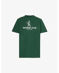 Sporty & Rich - Backhand Logo-print Cotton-jersey T-shirt X - Lyst