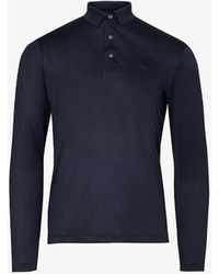 Emporio Armani - Blu Vy Brand-embossed Regular-fit Woven-blend Polo Shirt X - Lyst