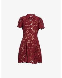 Self-Portrait - Lace Cut-Out Woven Mini Dress - Lyst
