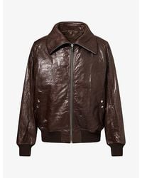 Rick Owens - High-Neck Leather Bomber Jacket - Lyst