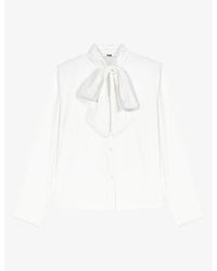 Maje - Removable-Bow Long-Sleeve Cotton Shirt - Lyst