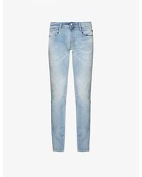 Tapered-leg Slim-fit Jeans Gray Stretch-denim Replay Distressed for | in Men Lyst Anbass