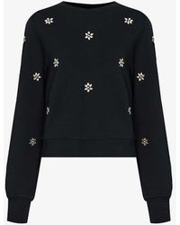 PAIGE - Ordenna Rhinestone-embellished Cotton-jersey Sweatshirt - Lyst
