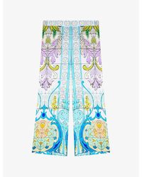 Maje - Mosaic-print Wide-leg Mid-rise Satin Trousers - Lyst