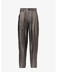 Giorgio Armani - Pleated Relaxed-fit Tapered-leg Relaxed-fit Woven-blend Trousers - Lyst