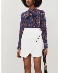 Sandro Asymmetric-hem Crepe Skirt - Blue