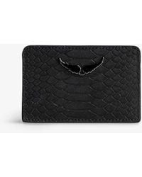 Zadig & Voltaire - Zv Wing-embellished Python-effect Leather Pass Holder - Lyst