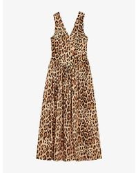 Ro&zo - Alexis Leopard-Print Cotton-Sateen Midi Dress - Lyst