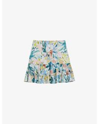 Ted Baker - Pragsea Floral-print Tiered Woven Mini Skirt - Lyst