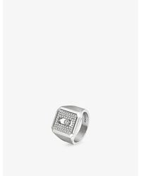 Messika - Move Natural Titanium Pavé 18Ct And 0.35Ct Diamond Signet Ring - Lyst