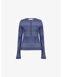 Rag & Bone - Two-Tone Henley Knit Top - Lyst