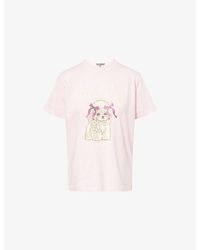 Ganni - Relaxed-Fit Logo-Print Cotton T-Shirt - Lyst