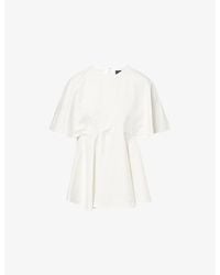 Ashlyn - Zephy Cape-Sleeve Cotton-Blend Blouse - Lyst