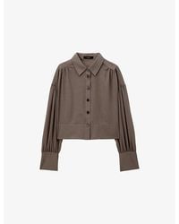 JOSEPH - Anais Cropped Wool-Blend Blouse - Lyst