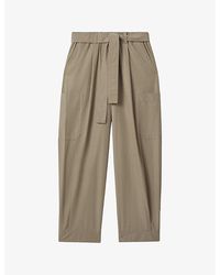 Reiss - Delia Patch-pocket Tapered-leg Cotton Trousers - Lyst