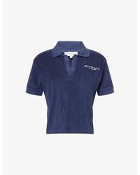 Sporty & Rich - April Eden Script Terry-Cotton Polo Top - Lyst