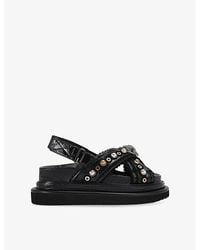 Kurt Geiger - Orson Cross Scallop Patent-Leather Sandals - Lyst