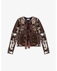 Ro&zo - Bow-Front Sequin-Embellished Jacket - Lyst