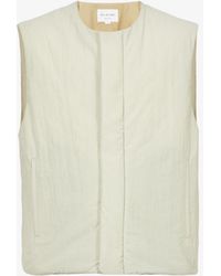 Still By Hand Padded Textured Shell Gilet - Natural