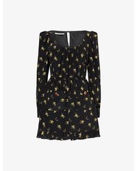 Alessandra Rich - Printed Scoop-Neck Silk Mini Dress - Lyst