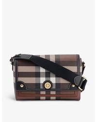 Burberry - Note Check-print Coated Cotton Shoulder Bag - Lyst