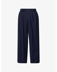 A.PRESSE - Wide-Leg Brushed Cotton And Silk-Blend Trousers - Lyst