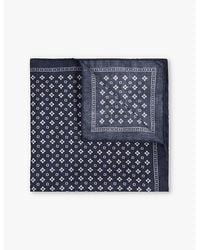 Reiss - Pulcino Medallion-Print Reversible Silk Pocket Square - Lyst