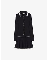 Claudie Pierlot - Striped-Trim Pleated Stretch-Knit Mini Dress - Lyst