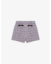 Maje - Contrast-Trim Tweed Cotton-Blend Woven Shorts - Lyst