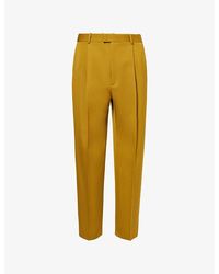 Bottega Veneta - Pleated Unhemmed Straight-Leg Regular-Fit Wool Trousers - Lyst