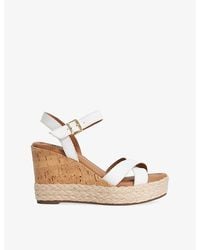 Dune - Kindest Cross-Strap Leather Wedges - Lyst