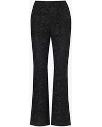 Huishan Zhang - Jun Floral-embroidered Flared Mid-rise Lace Trousers - Lyst