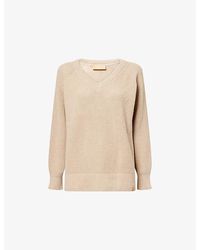 Now You Live - Laughton V-Neck Knitted Cotton Jumper - Lyst