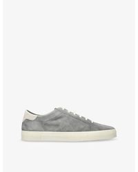 Brunello Cucinelli - Foiled-Logo Suede Low-Top Trainers - Lyst