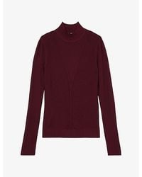 Reiss - Selene Sheer-Detail Long-Sleeve Knitted Top - Lyst