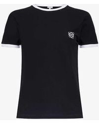 Loewe - Anagram-embroidered Contrast-edge Cotton-jersey T-shirt - Lyst
