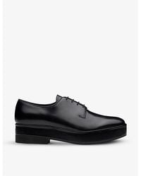 Prada - Brushed Laced Leather Derby Shoes - Lyst