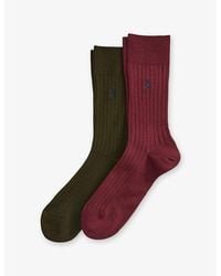 Polo Ralph Lauren - Logo-Embroidered Cotton-Blend Socks Pack Of Two - Lyst