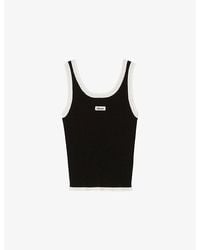 Claudie Pierlot - Contrast-Trim Ribbed Knitted Top - Lyst